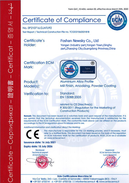 CE Certified Aluminum Profile