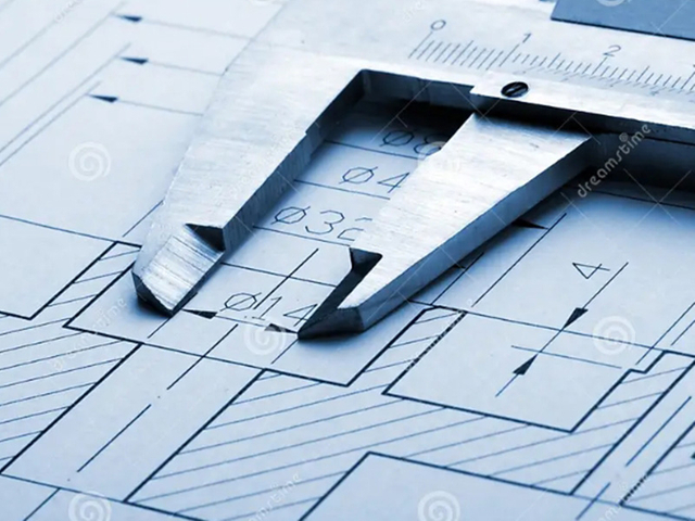 Metal ruler on aluminum profile drawing